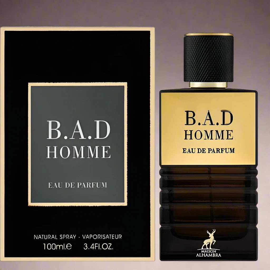 B.A.D Homme Perfume 100ml EDP by Maison Alhambra, a vibrant spicy fragrance for men.