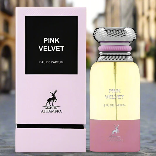 Pink Velvet Perfume 80ml EDP by Maison Alhambra, a luxurious floral fragrance.