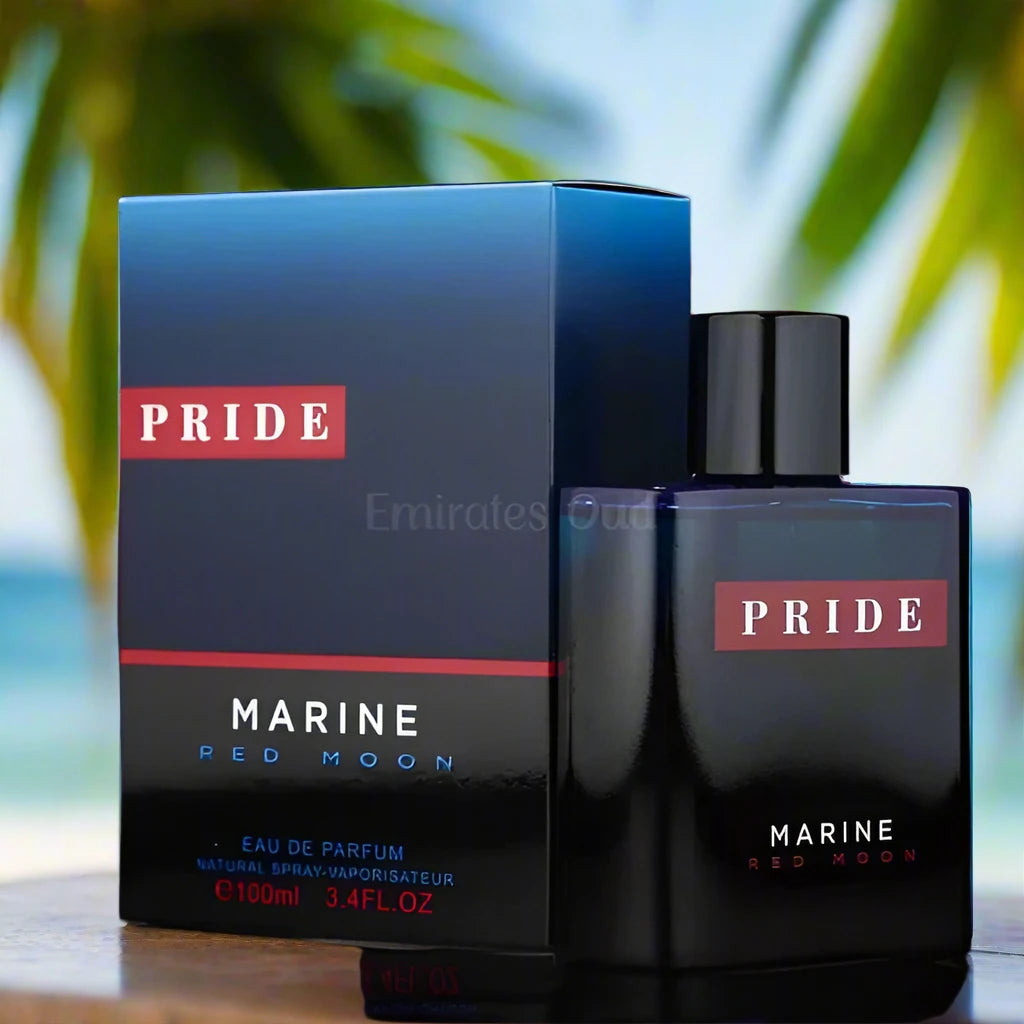 Pride Marine Red Moon Perfume 100ml EDP by Fragrance World - A captivating and vibrant aquatic scent.