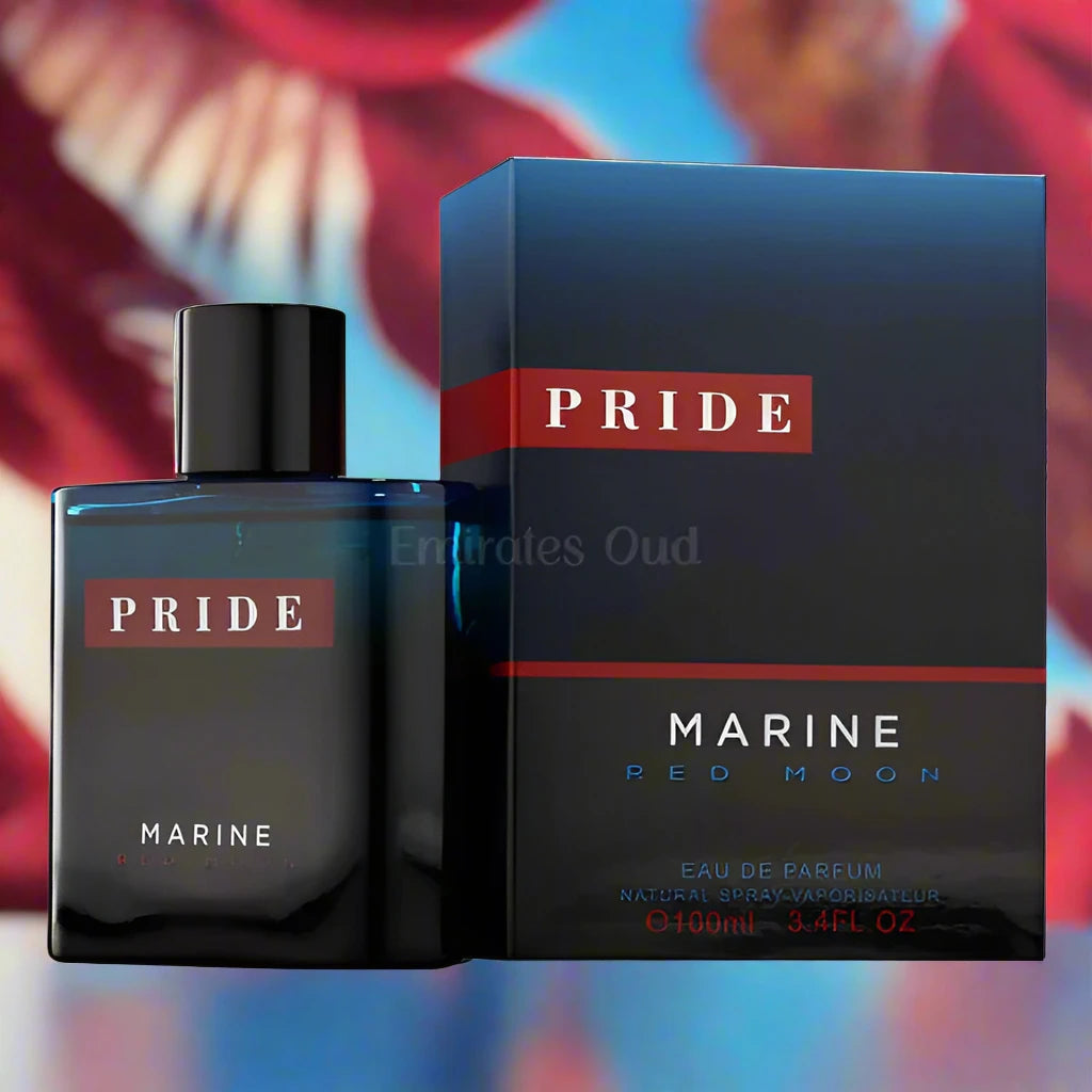 Pride Marine Red Moon Perfume 100ml EDP by Fragrance World - A captivating fragrance with fresh marine and fruity notes.