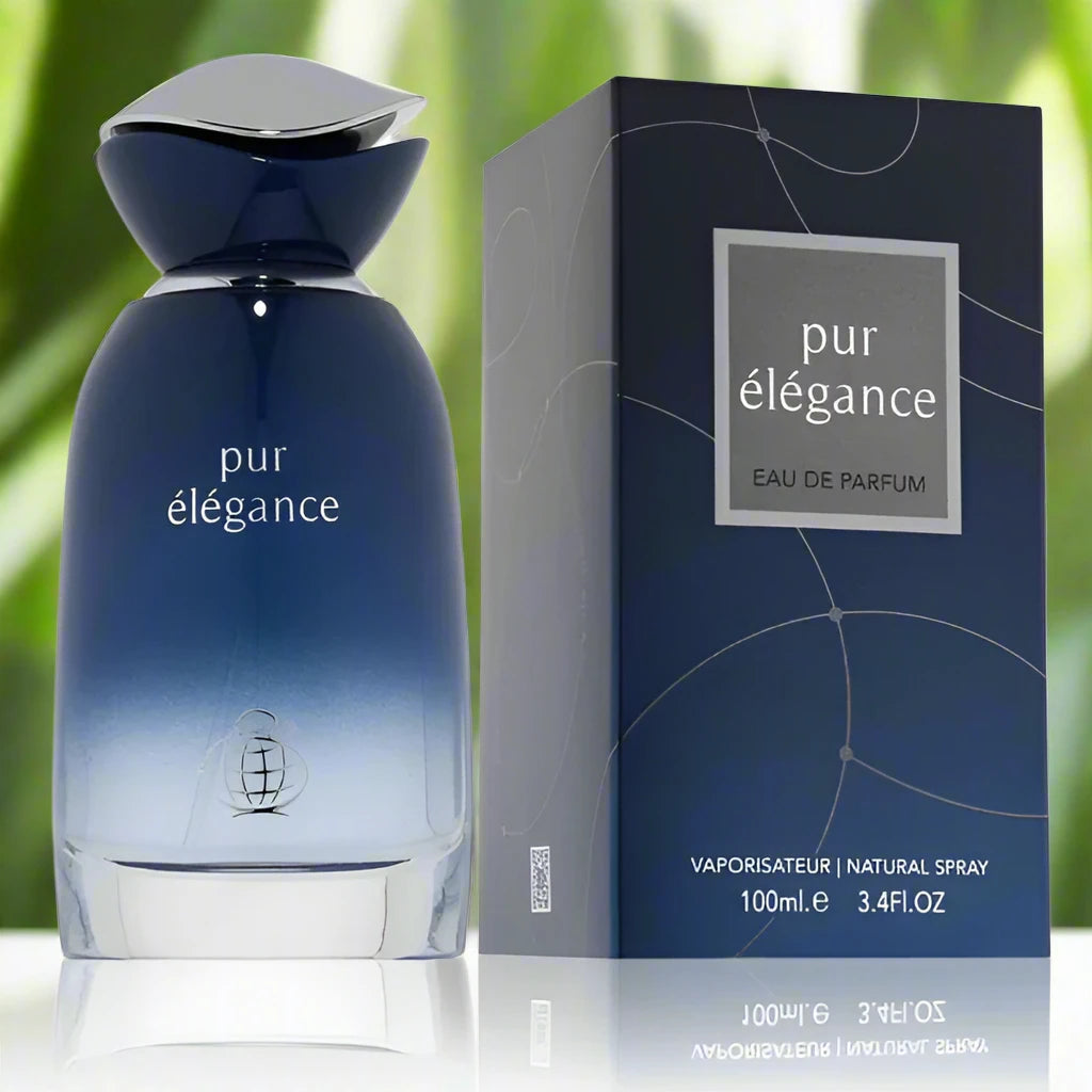 Pur Elegance Perfume bottle, 100ml EDP, featuring a vibrant blend of citrus and floral notes.
