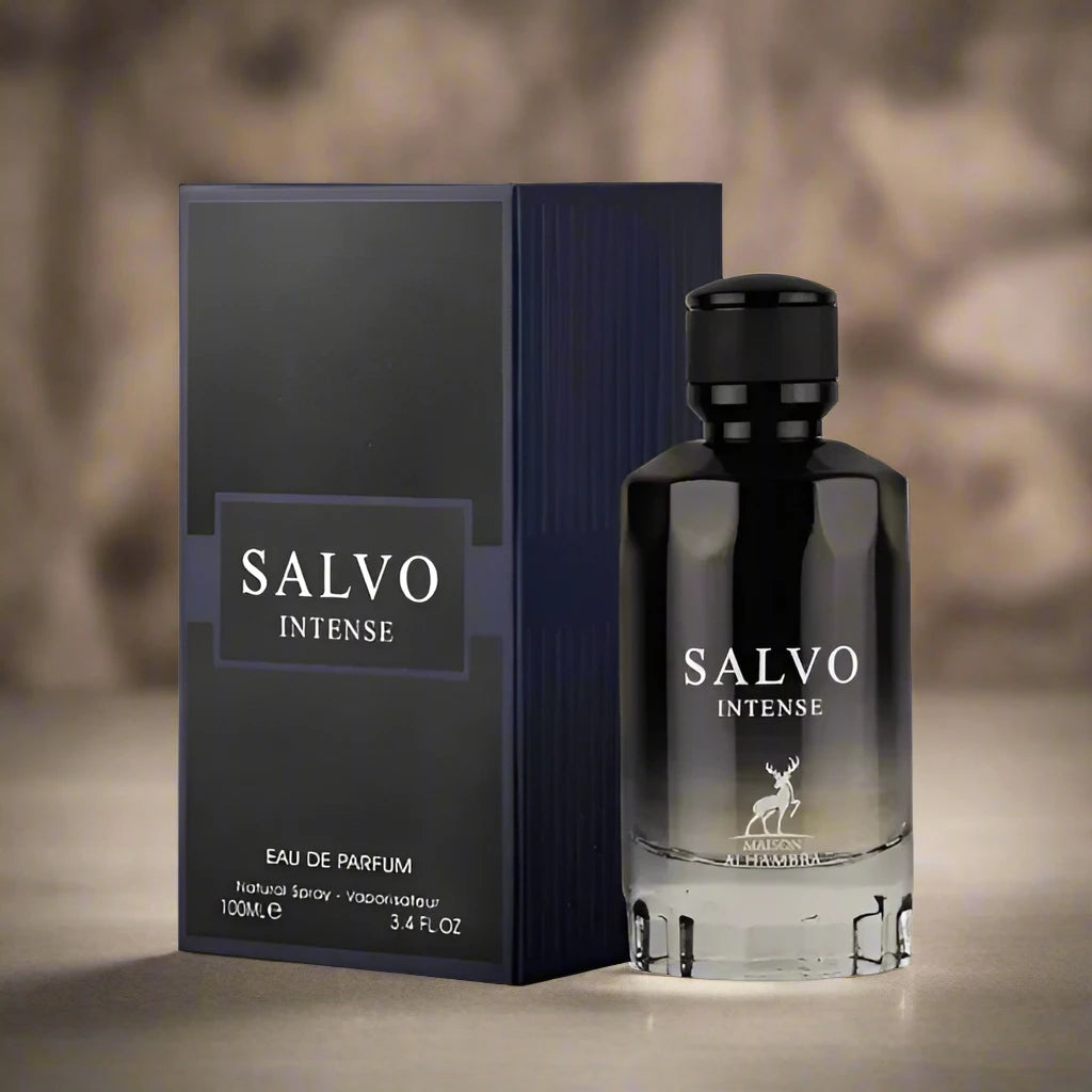 100ml Salvo Intense EDP by Maison Alhambra, featuring aromatic and woody notes for men.