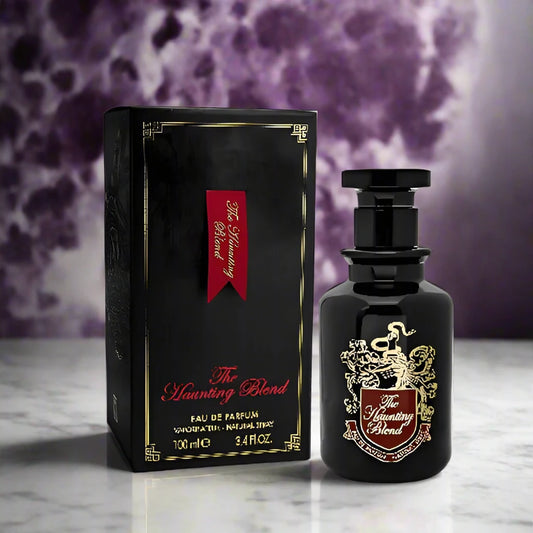 The Haunting Blend 100ml EDP by Fragrance World - Enigmatic and alluring fragrance in an elegant bottle.