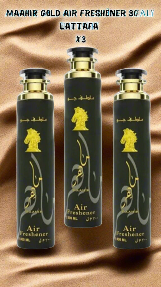 Maahir Gold Air Freshener 300ml Lattafa - x3