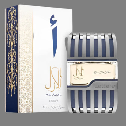 "Al Azal Perfume EDP 100ml by Lattafa, captured with a serene desert sunset, evoking its warm and timeless essence."