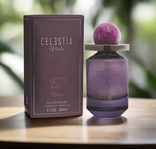 Celestia Viola Perfume 100ml EDP by Fragrance World - Sophisticated floral fragrance in a chic bottle.