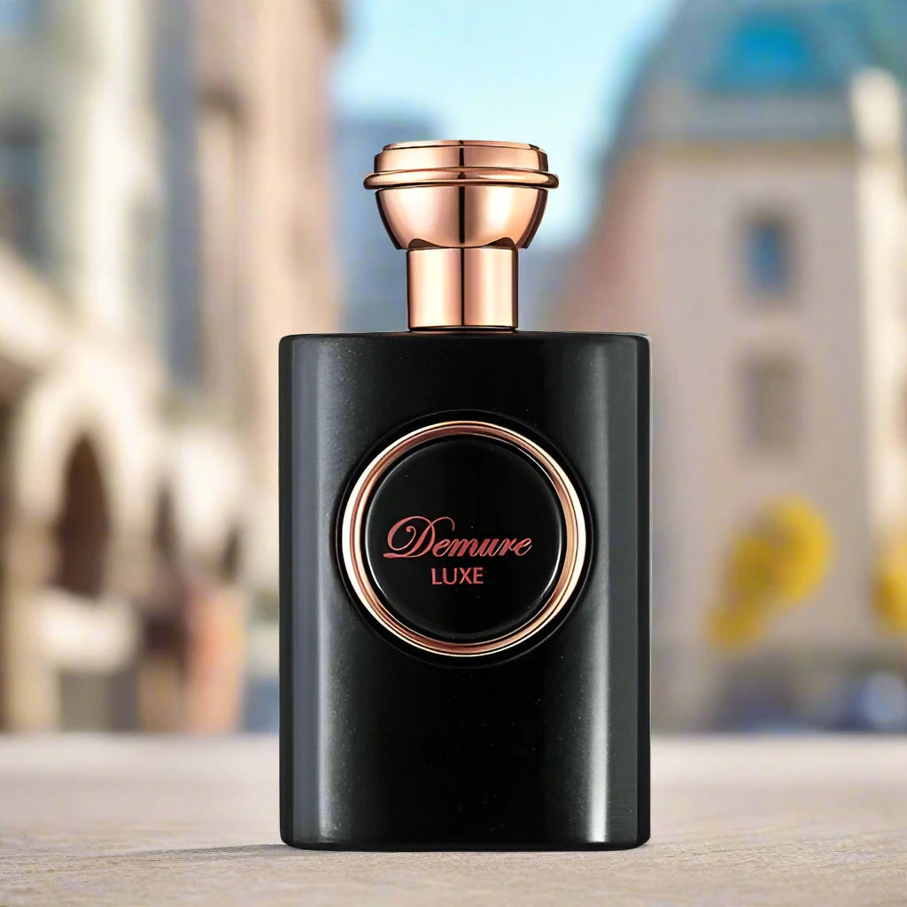 Demure Luxe Perfume 80ml EDP by Fragrance World - Luxurious and graceful scent in elegant packaging.