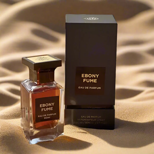 Ebony Fume Perfume 80ml EDP by Fragrance World - Intense and smoky fragrance in a chic bottle.