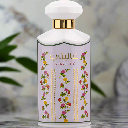  Ghality Perfume 100ml EDP bottle featuring an elegant and luxurious design.