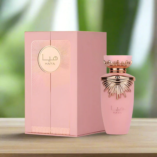 Haya Perfume 100ml EDP by Lattafa, a luxurious floral and fruity fragrance for women.