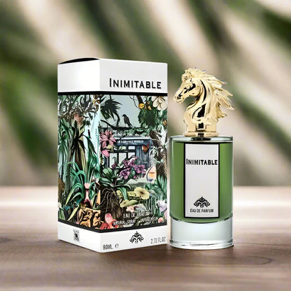 Inimitable Perfume 80ml EDP by Fragrance World - Distinctive and elegant scent in a luxurious bottle.