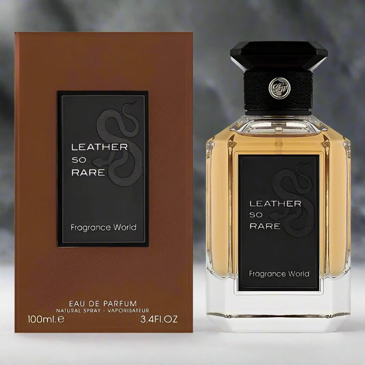 Leather So Rare Perfume bottle, 100ml EDP, showcasing a luxurious blend of leather and floral notes.