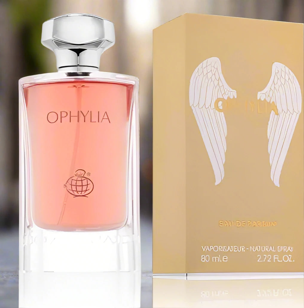 Ophylia Perfume 100ml EDP by Fragrance World - Elegant and floral fragrance in a chic bottle.