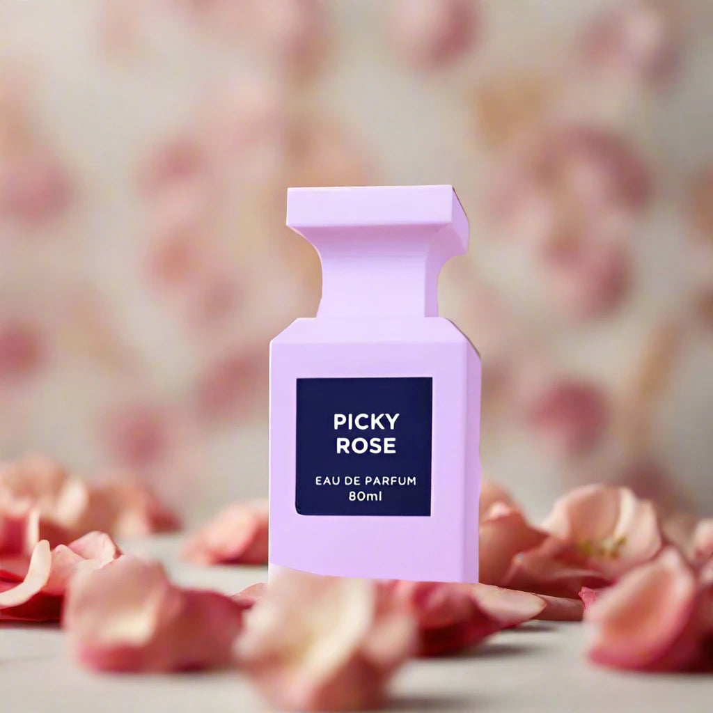 Picky Rose Perfume 80ml EDP by Fragrance World - Romantic and floral fragrance in a chic bottle.