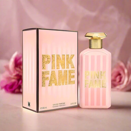 Pink Fame Perfume 100ml EDP by Fragrance World - A glamorous, floral, and fruity scent for the modern woman.