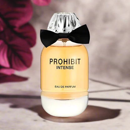 Prohibit Intense Perfume 100ml EDP by Fragrance World - Intense and daring fragrance in elegant packaging.