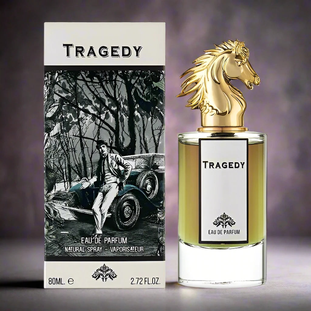 Tragedy Perfume 80ml EDP by Fragrance World - Deep and intense fragrance in a stylish bottle.