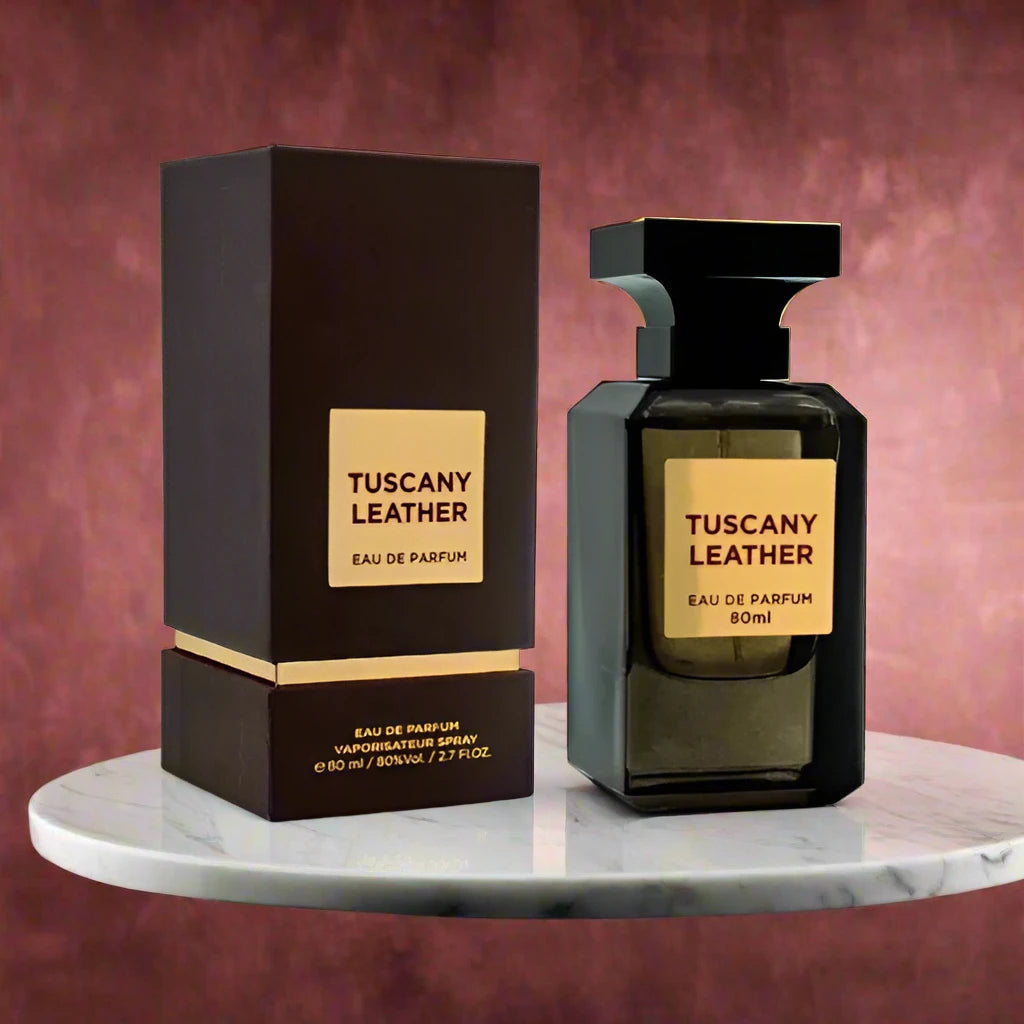 Tuscany Leather Perfume 80ml EDP by Fragrance World - Luxurious and sophisticated leather fragrance.