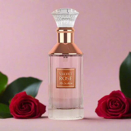 Velvet Rose Perfume 100ml EDP by Lattafa, a sophisticated floral fragrance for all.