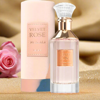 Velvet Rose Perfume 100ml EDP by Lattafa, a sophisticated floral fragrance for all.